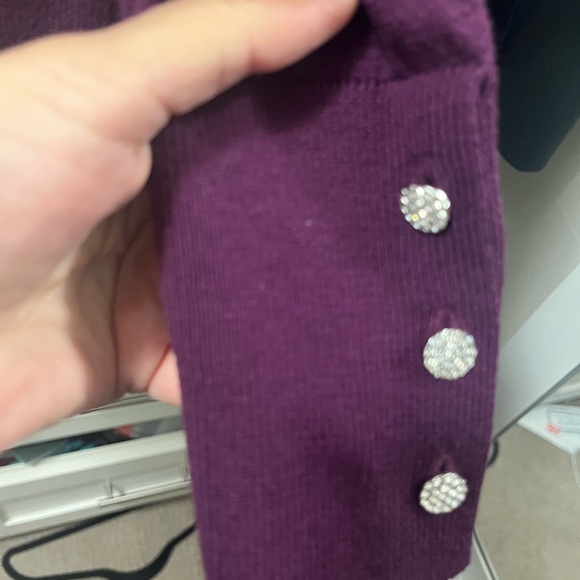 Halogen Nordstrom purple  Long Sleeve Top crystal Button Details sweater - Picture 2 of 5